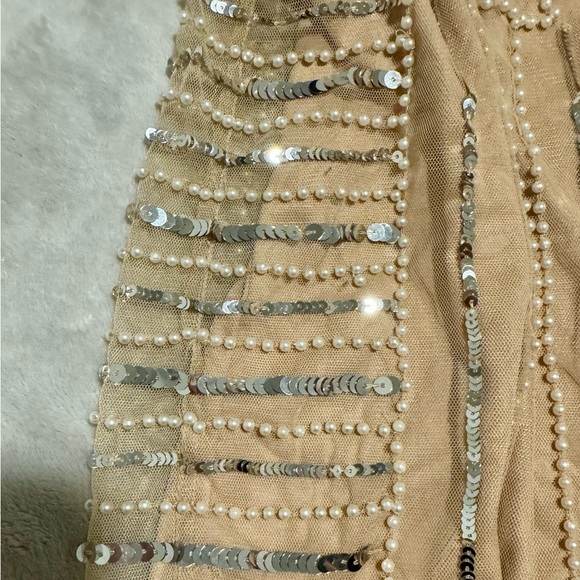 New Show me your MUMU Beige Sequin Skirt with Beads SZ: M - Picture 6 of 9
